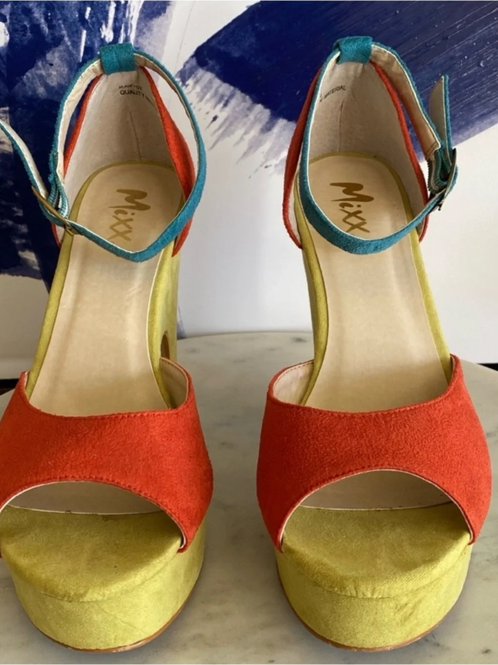 Mixx Shuz Color Block platform heels
